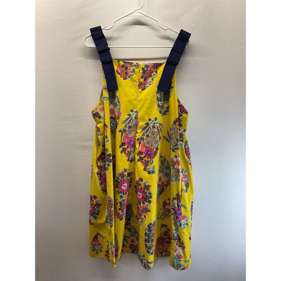 Anthropologie Maeve Sunniva Yellow Floral Ribbon Strap Pockets Shift Dress XL - Picture 4 of 8